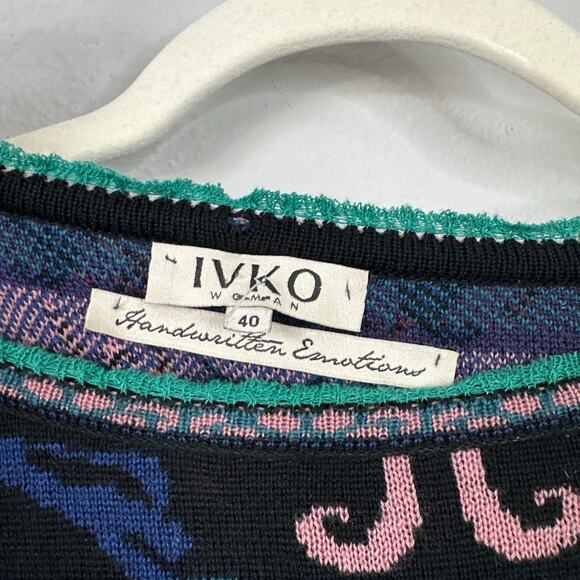 IVKO Fair Isle Sweater Dress Wool Winter Knit Scandinavian Artsy Size 40 US 10 - Picture 4 of 7